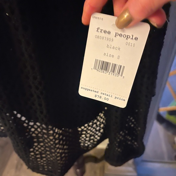 NWT Free People Oversized Black Mesh Sweater with plunging neckline. Super Sexy! - Picture 7 of 7